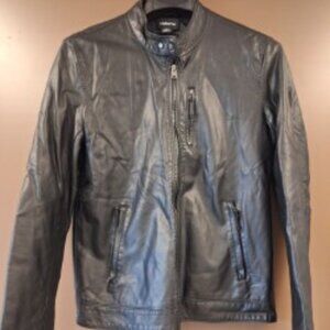 Claiborne Black Faux Leather Moto Style Jacket. Size Small
